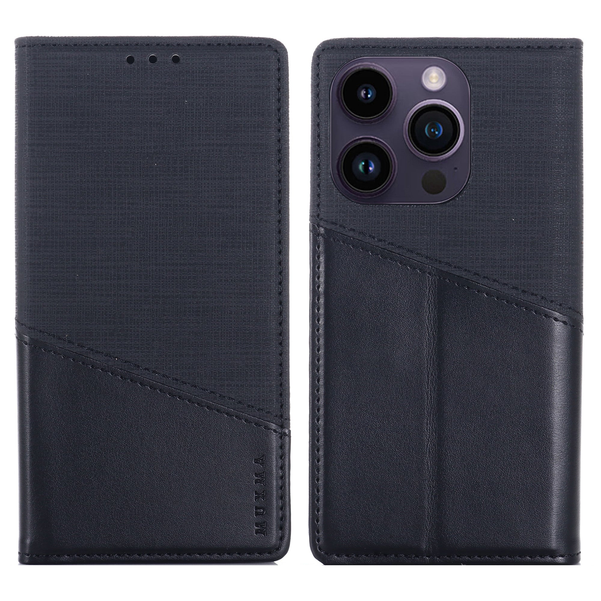 MUXMA MX109 til iPhone 15 Pro Anti-ridse RFID-blokerende pung telefoncover PU telefoncover