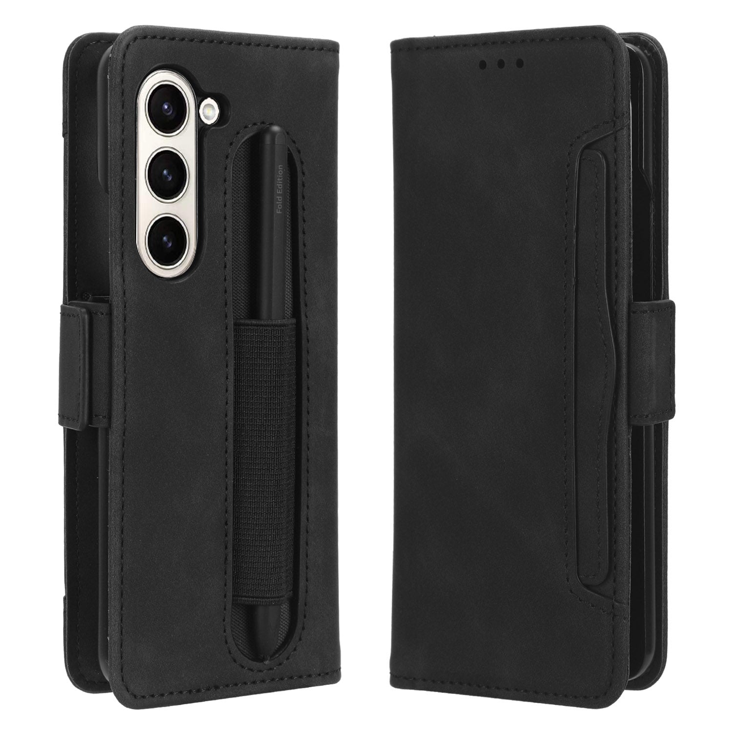 For Samsung Galaxy Z Fold5 5G Multiple Card Slot Phone Case PU Leather PC Wallet Stand Cover with Pen Holder