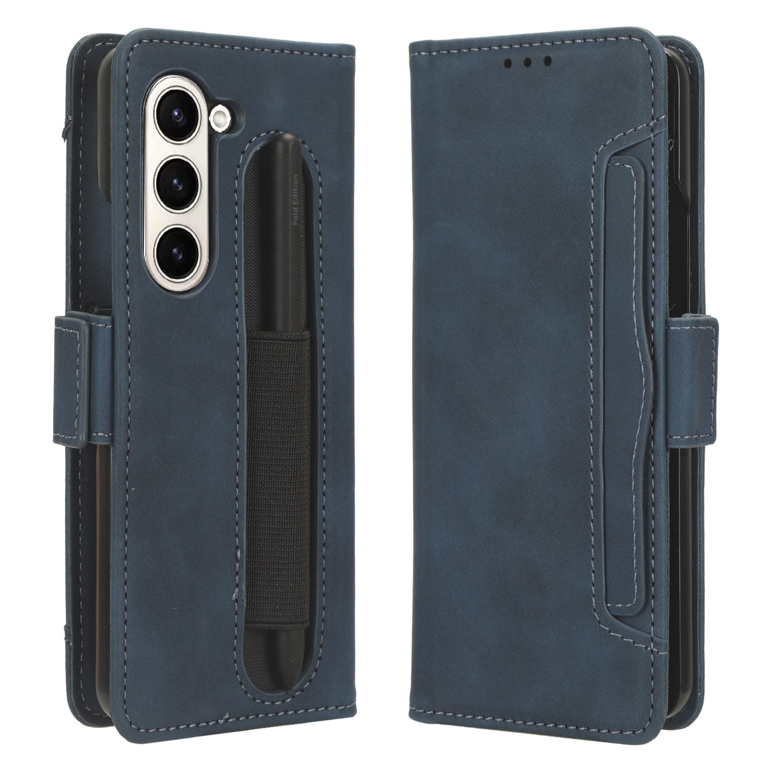 For Samsung Galaxy Z Fold5 5G Multiple Card Slot Phone Case PU Leather PC Wallet Stand Cover with Pen Holder