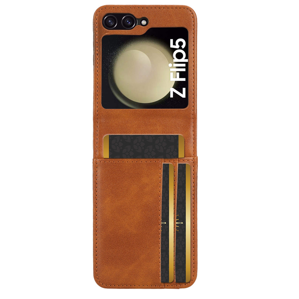 For Samsung Galaxy Z Flip5 5G Card Holder Phone Case PU Leather PC Shockproof Phone Protector Cover