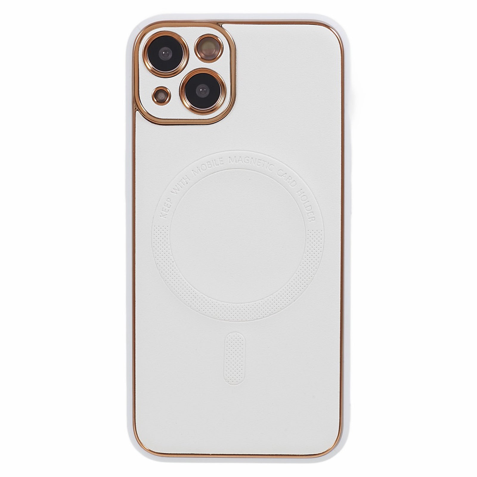 For iPhone 14 Magnetic Phone Case PU Leather Coated TPU PC Electroplating Cover Compatible with MagSafe