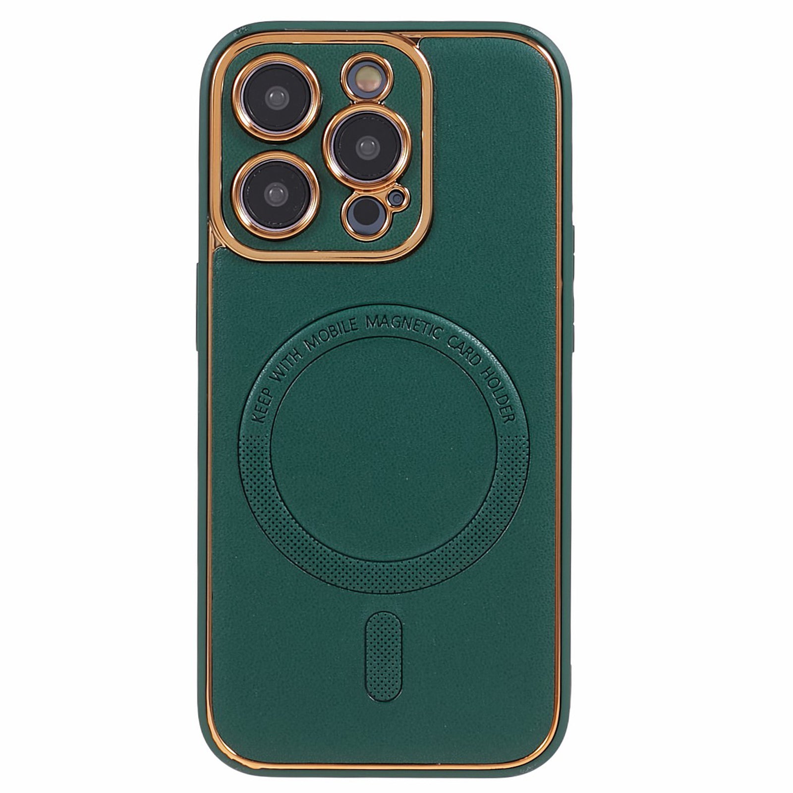 For iPhone 14 Pro Max Magnetic Case PU Leather Coated TPU PC Electroplating Phone Cover