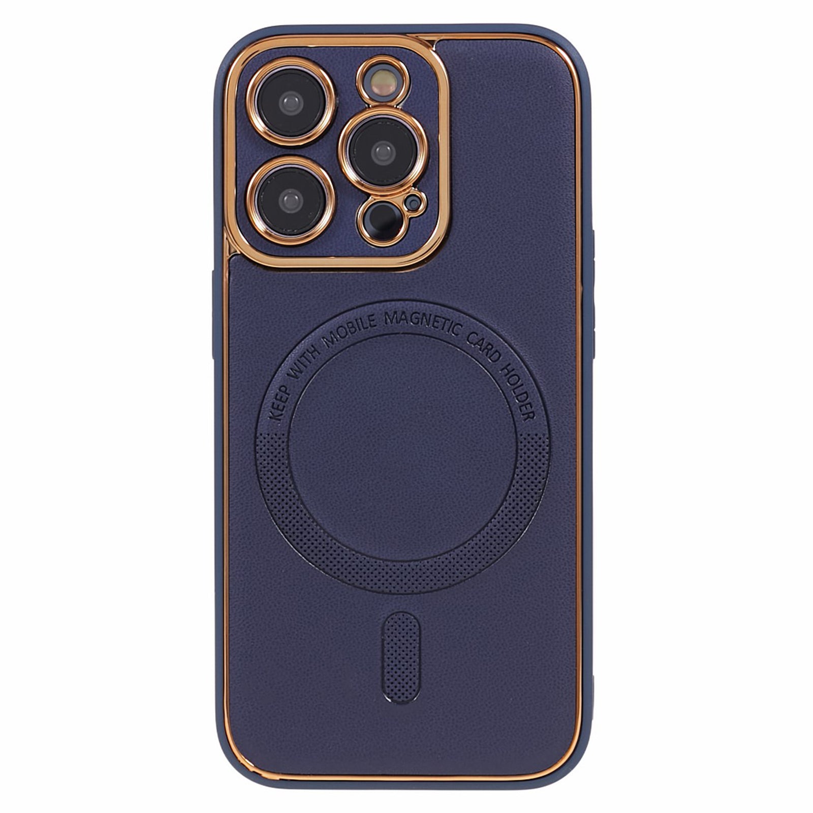 For iPhone 14 Pro Max Magnetic Case PU Leather Coated TPU PC Electroplating Phone Cover