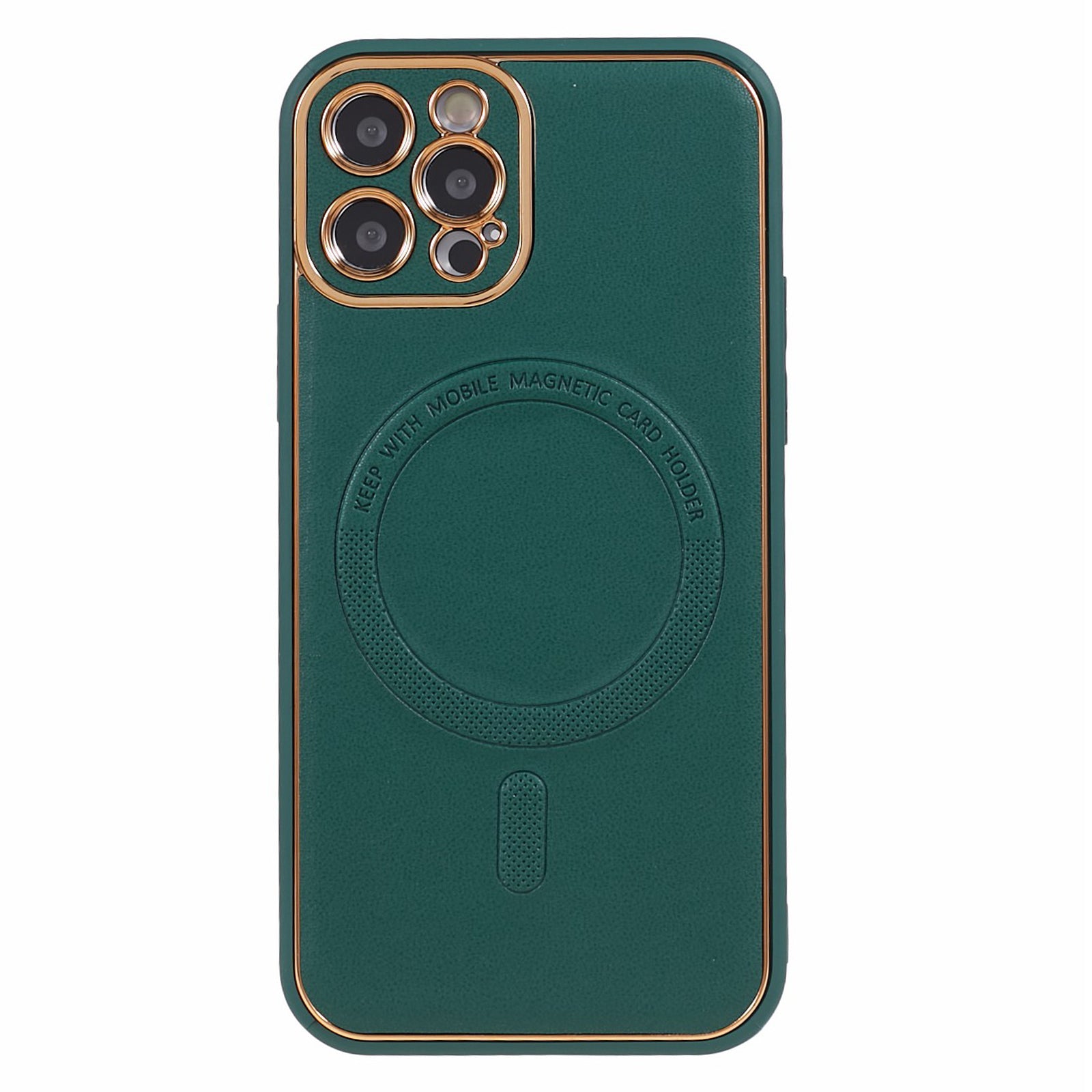For iPhone 12 Pro PU Leather Coated TPU PC Phone Case Electroplating Magnetic Protective Cover