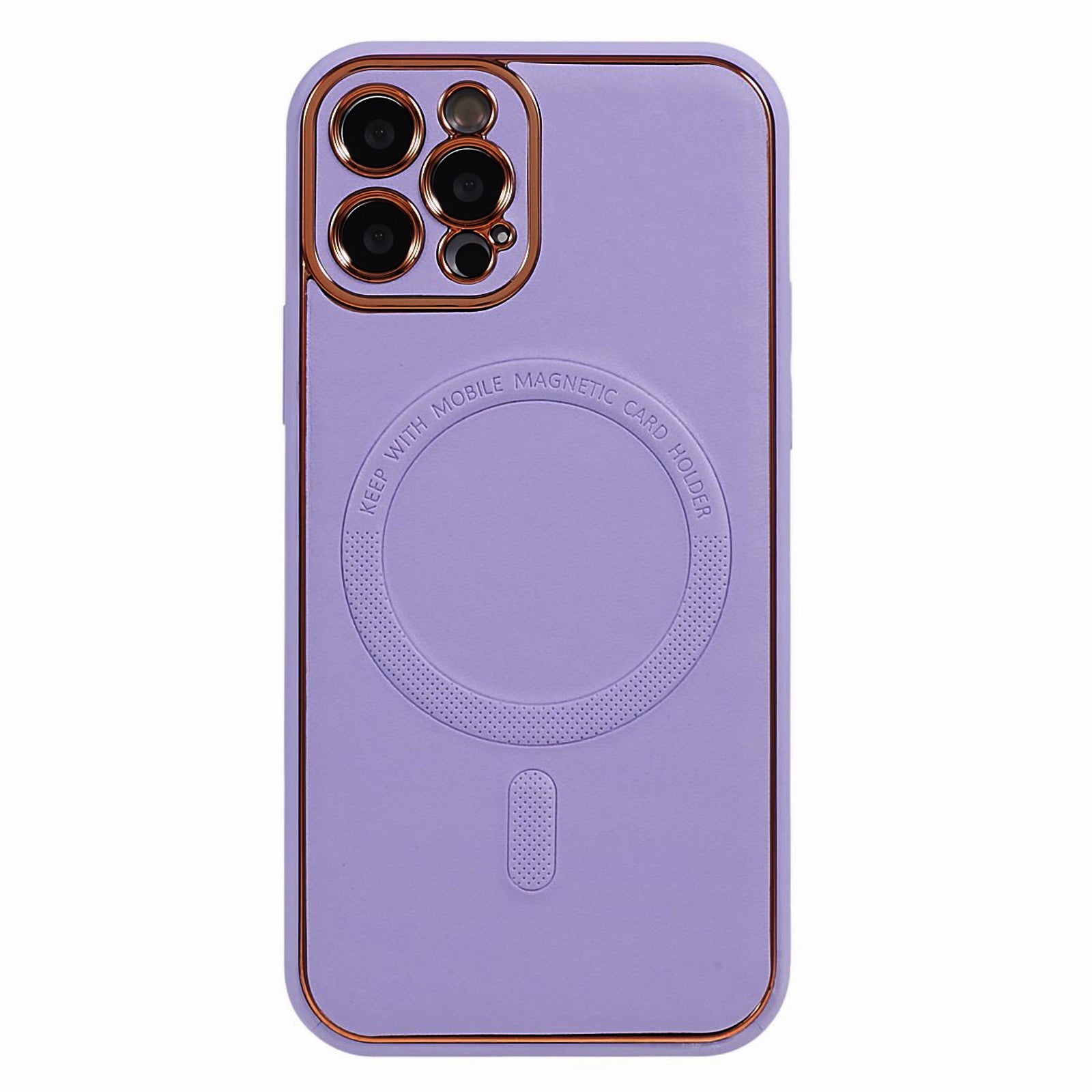 For iPhone 12 Pro PU Leather Coated TPU PC Phone Case Electroplating Magnetic Protective Cover