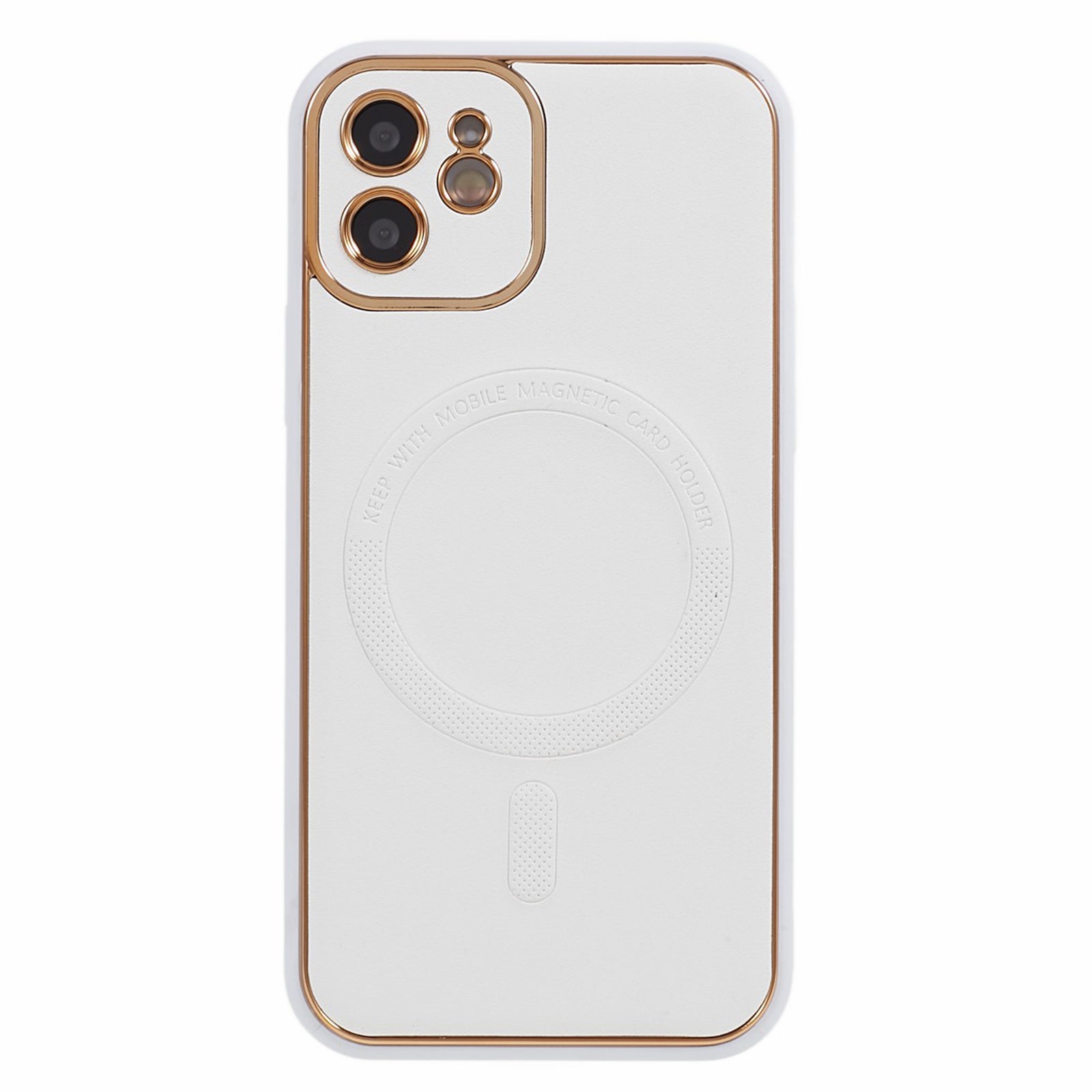 For iPhone 12 Magnetic Case Compatible with Magsafe PU Leather Coated TPU PC Electroplating Phone Cover