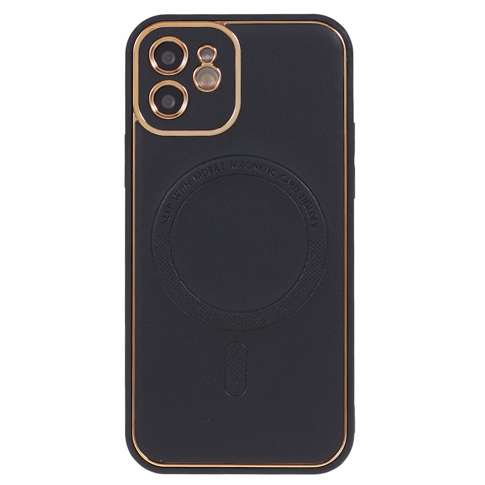 For iPhone 12 Magnetic Case Compatible with Magsafe PU Leather Coated TPU PC Electroplating Phone Cover