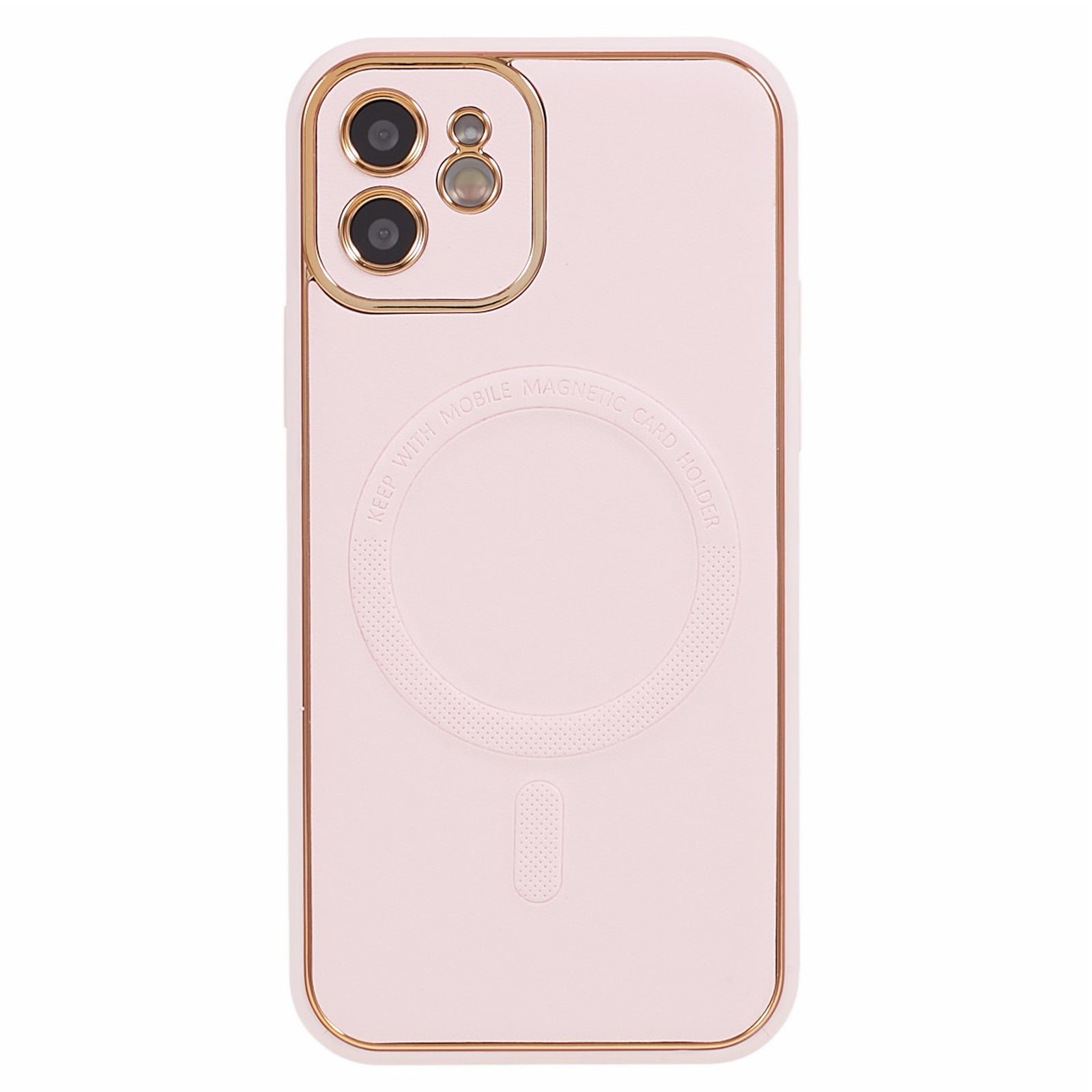 For iPhone 12 Magnetic Case Compatible with Magsafe PU Leather Coated TPU PC Electroplating Phone Cover
