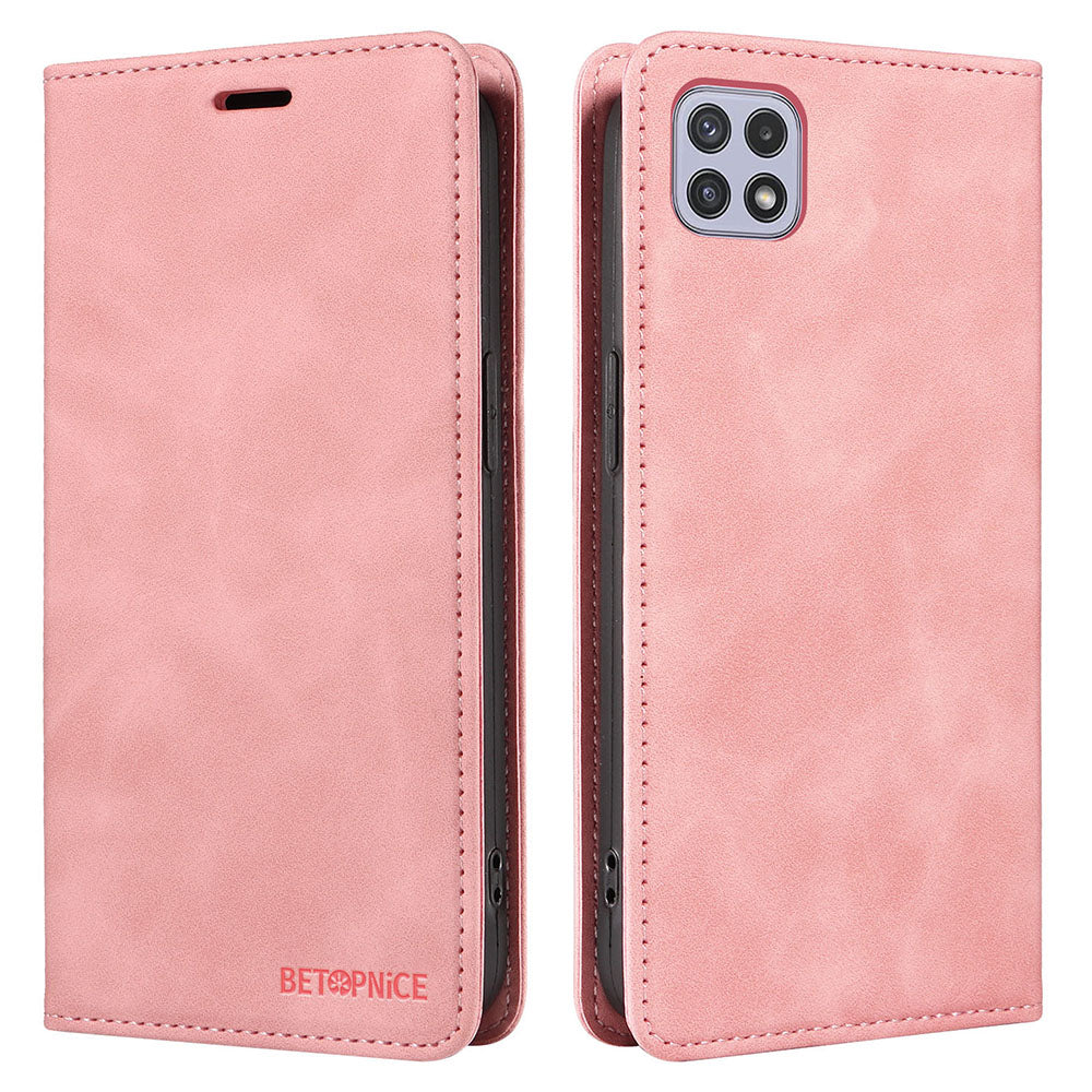 BETOPNICE 003 For Samsung Galaxy A22 5G (EU Version) Wallet PU Leather Shell RFID Blocking Flip Cover Stand Phone Case