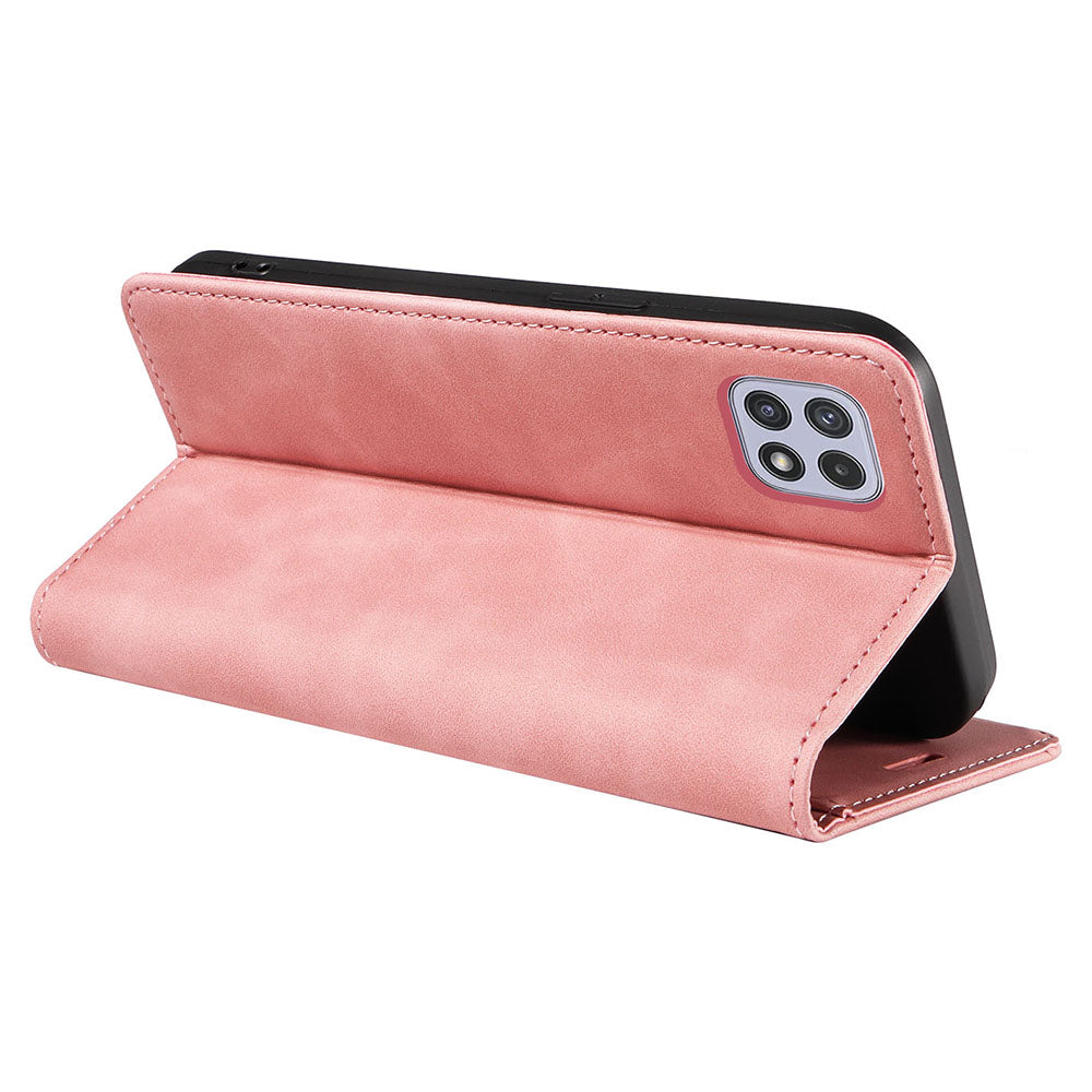 BETOPNICE 003 For Samsung Galaxy A22 5G (EU Version) Wallet PU Leather Shell RFID Blocking Flip Cover Stand Phone Case