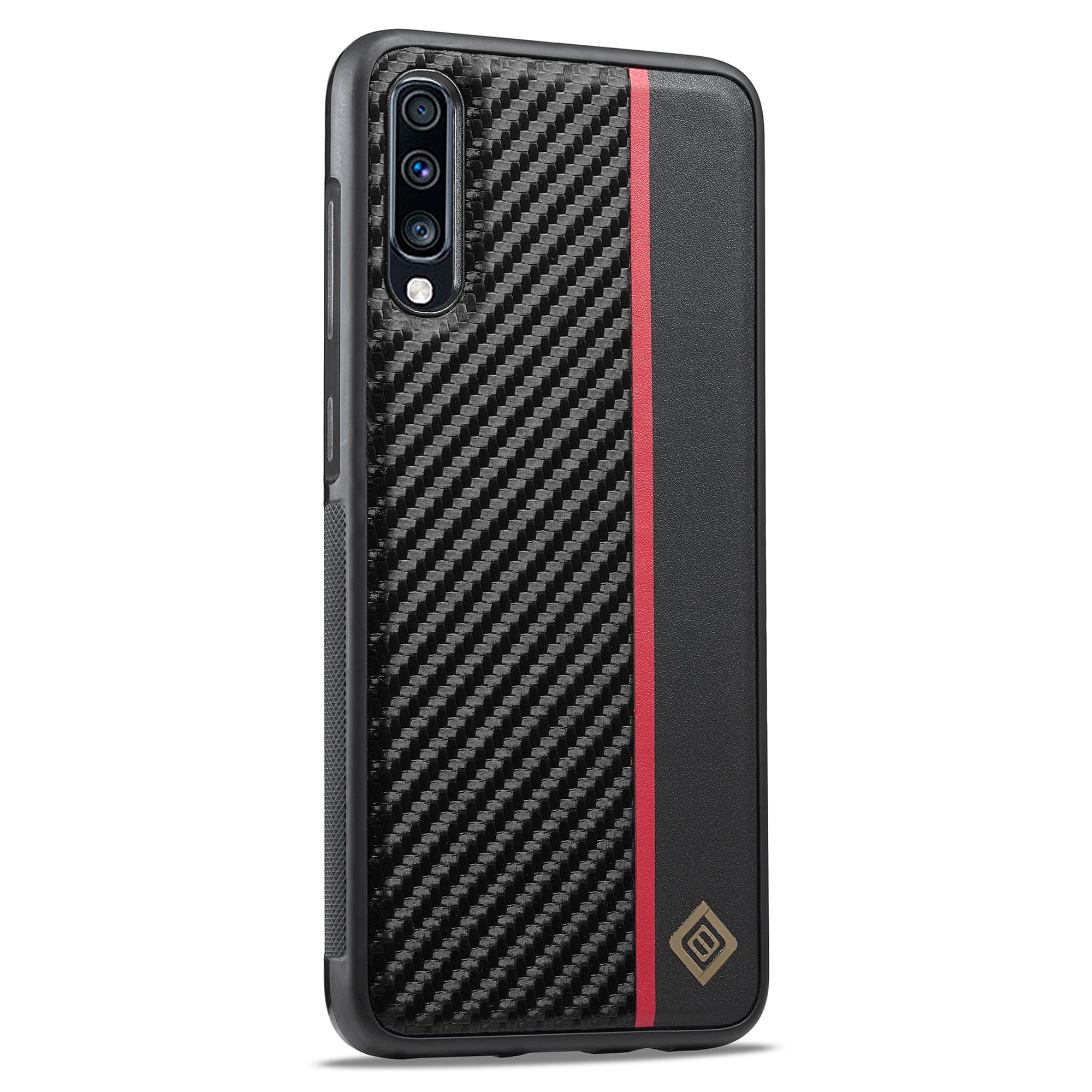 LC.IMEEKE For Samsung Galaxy A50 / A50s / A30s Phone Case Carbon Fiber Splicing Leather + TPU + EVA Cover