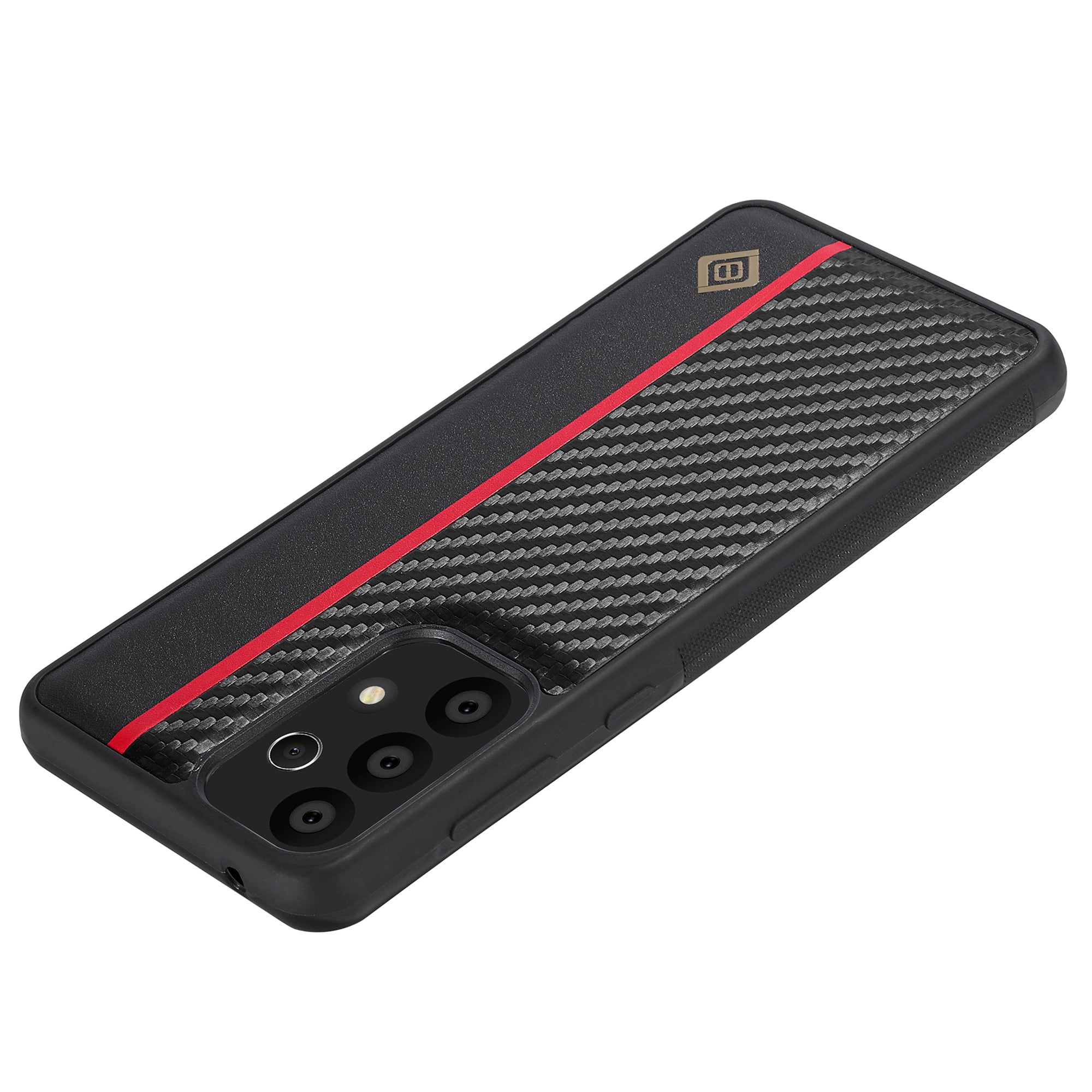 LC.IMEEKE Phone Case for Samsung Galaxy A53 5G , Carbon Fiber Splicing Leather Coated TPU + EVA Cover