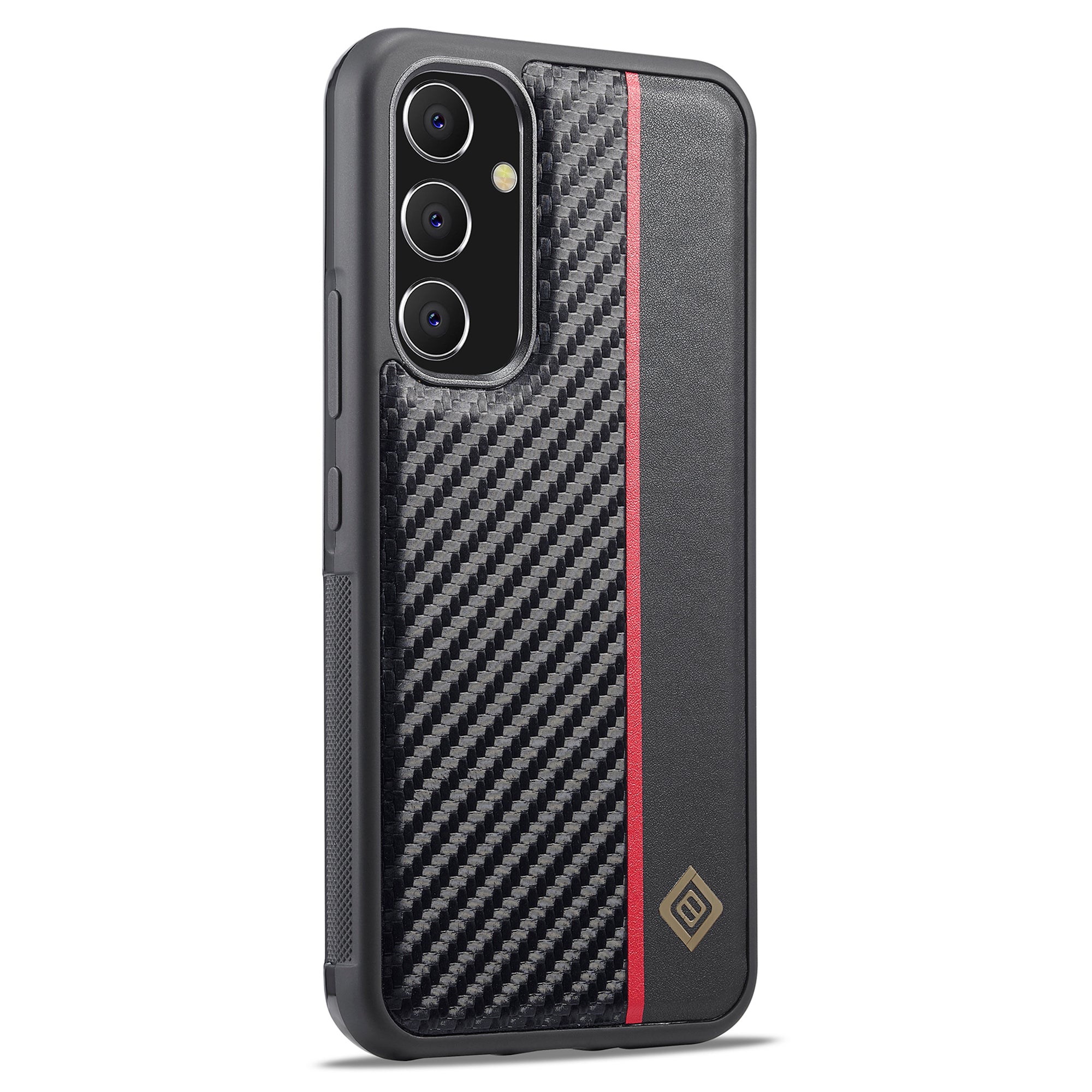 LC.IMEEKE For Samsung Galaxy A34 5G Phone Case Carbon Fiber Splicing Leather Coated TPU + EVA Cover