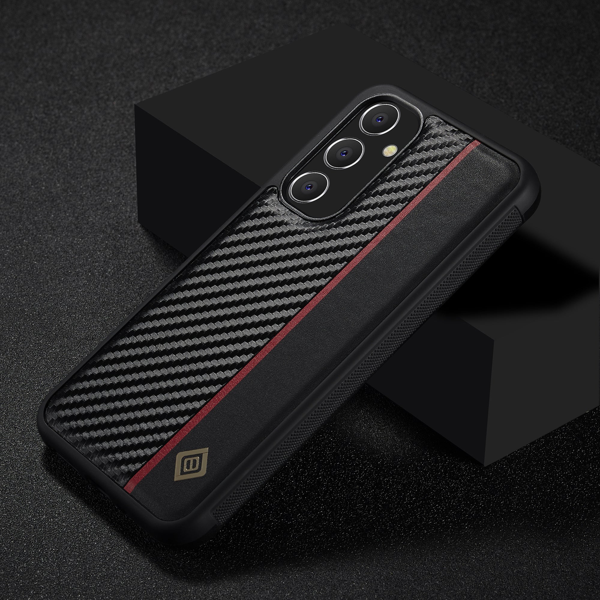 LC.IMEEKE Til Samsung Galaxy A34 5G telefontaske Carbon Fiber Splejsning Lædercoated TPU + EVA Cover