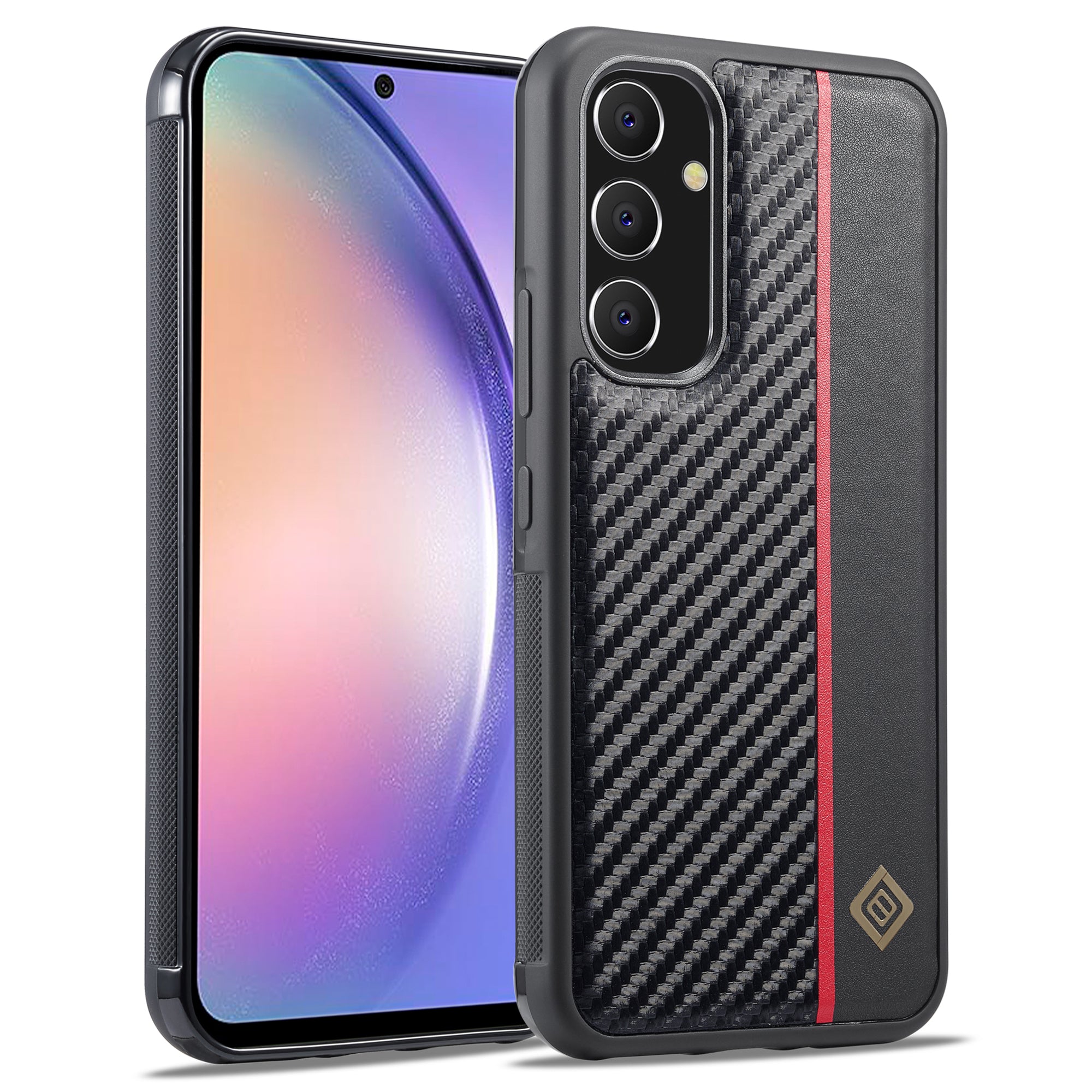 LC.IMEEKE Til Samsung Galaxy A34 5G telefontaske Carbon Fiber Splejsning Lædercoated TPU + EVA Cover