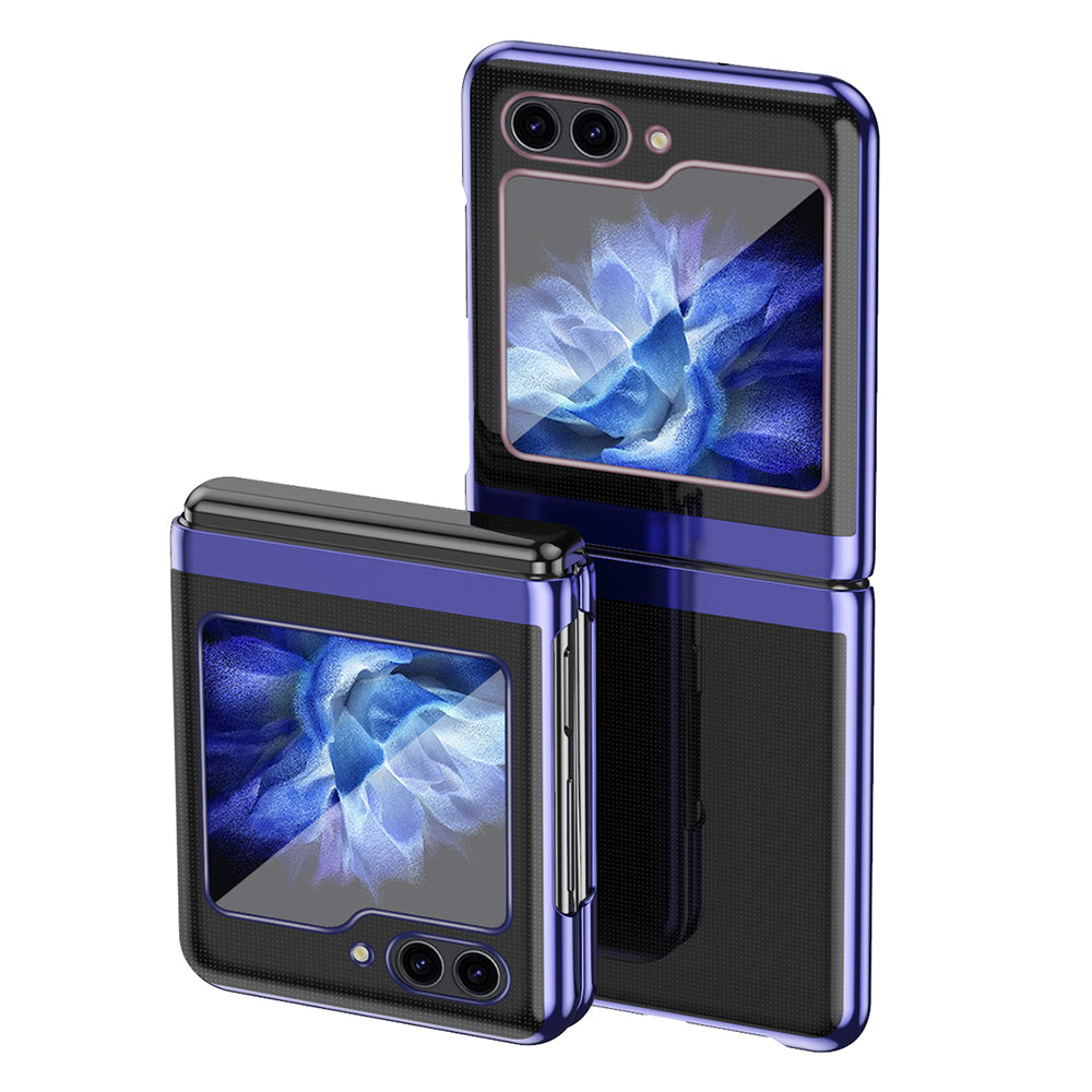 Clear Back Cover for Samsung Galaxy Z Flip5 5G Hard PC Electroplating Frame Phone Case