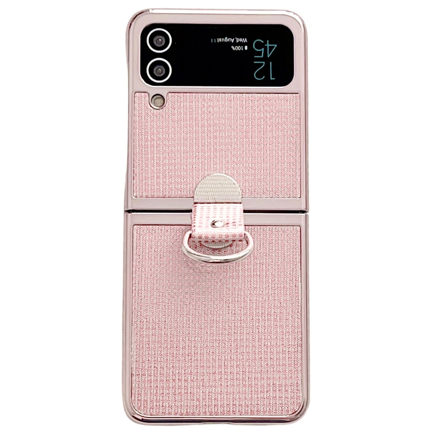 For Samsung Galaxy Z Flip4 5G Z Flip3 5G Ring Kickstand Phone Case Electroplating Leather Coated PC Cover