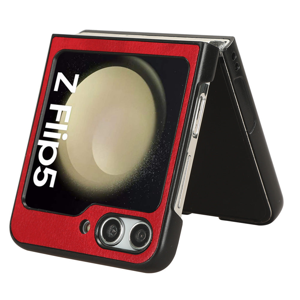 For Samsung Galaxy Z Flip5 5G Litchi Texture Leather PC Phone Case Slim Anti-Scratch Cover