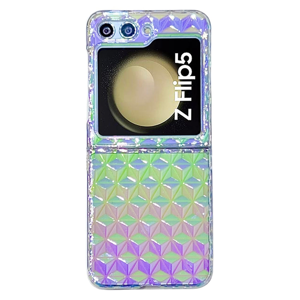 For Samsung Galaxy Z Flip5 5G Folding Phone Cover Colorful Diamond Texture Gradient Hard PC Case