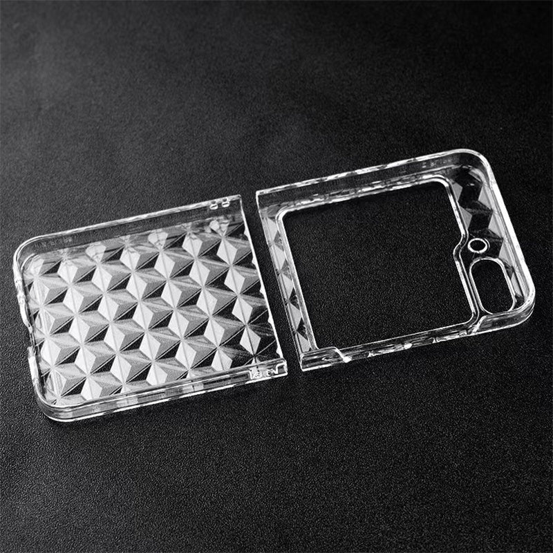 Pro Samsung Galaxy Z Flip5 5G Diamond Texture Clear Case Pevný PC nárazuvzdorný kryt telefonu