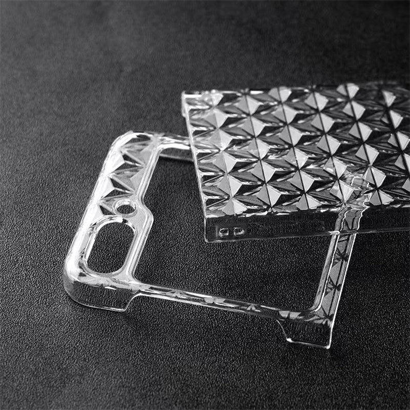 Pro Samsung Galaxy Z Flip5 5G Diamond Texture Clear Case Pevný PC nárazuvzdorný kryt telefonu