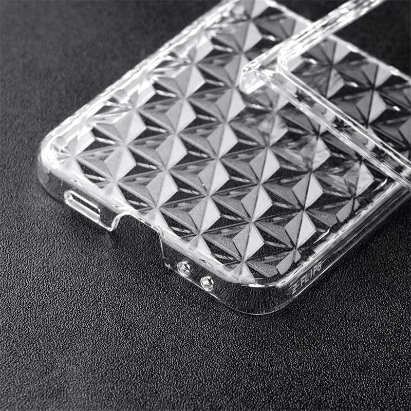 Pro Samsung Galaxy Z Flip5 5G Diamond Texture Clear Case Pevný PC nárazuvzdorný kryt telefonu