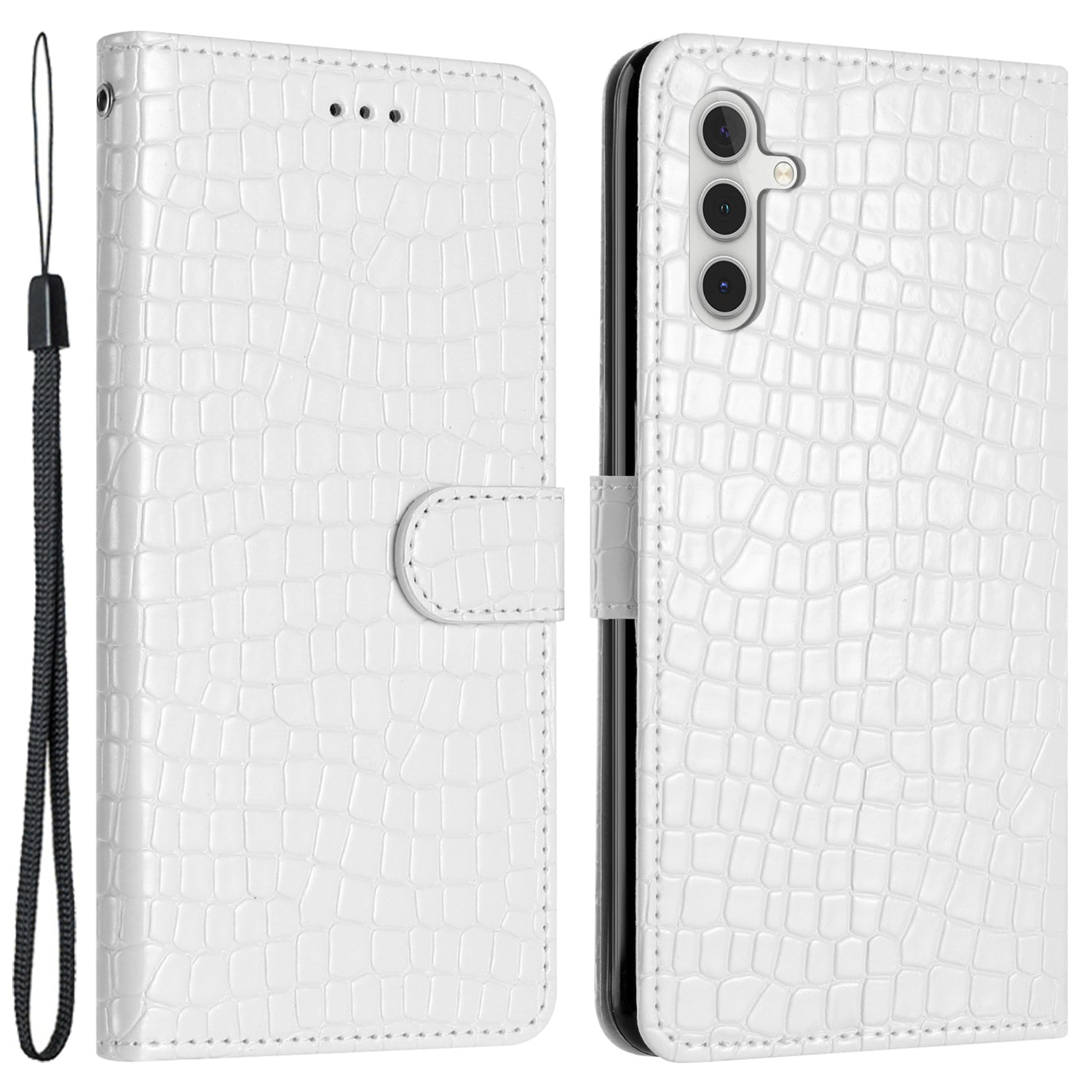 For Samsung Galaxy A04s 4G (164.7 x 76.7 x 9.1 mm) Anti-scratch Leather Wallet Stand Cover Crocodile Texture Phone Case