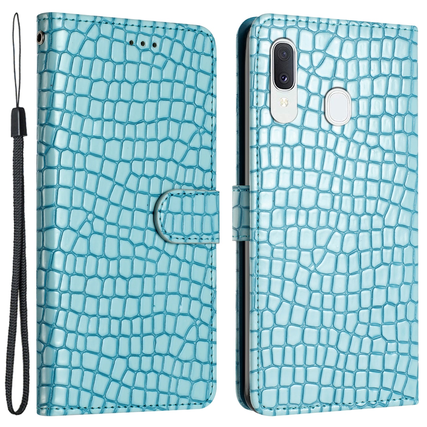 Til Samsung Galaxy A40 Fuld beskyttelse Stand Cover Crocodile Texture Læder pung telefonetui med rem