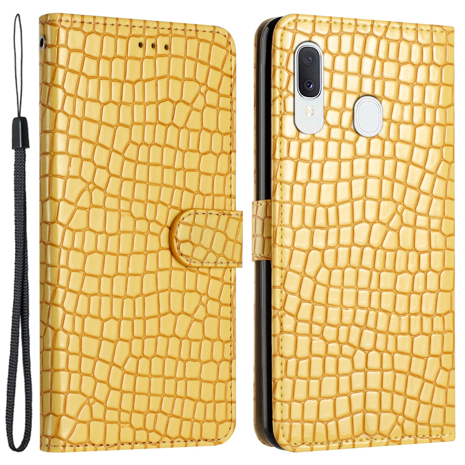 Til Samsung Galaxy A40 Fuld beskyttelse Stand Cover Crocodile Texture Læder pung telefonetui med rem