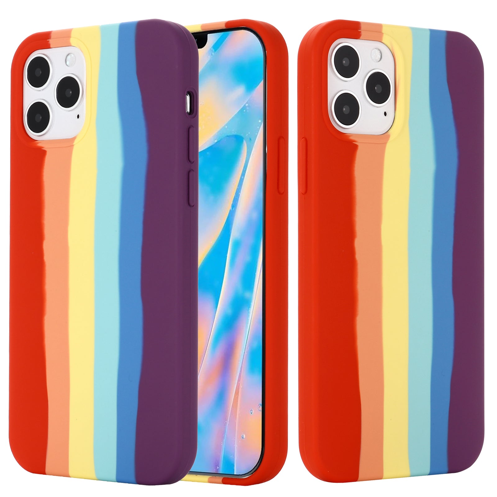 Back Cover for iPhone 11 Pro Max Rainbow Design Anti-scratch Liquid Silicone Phone Case