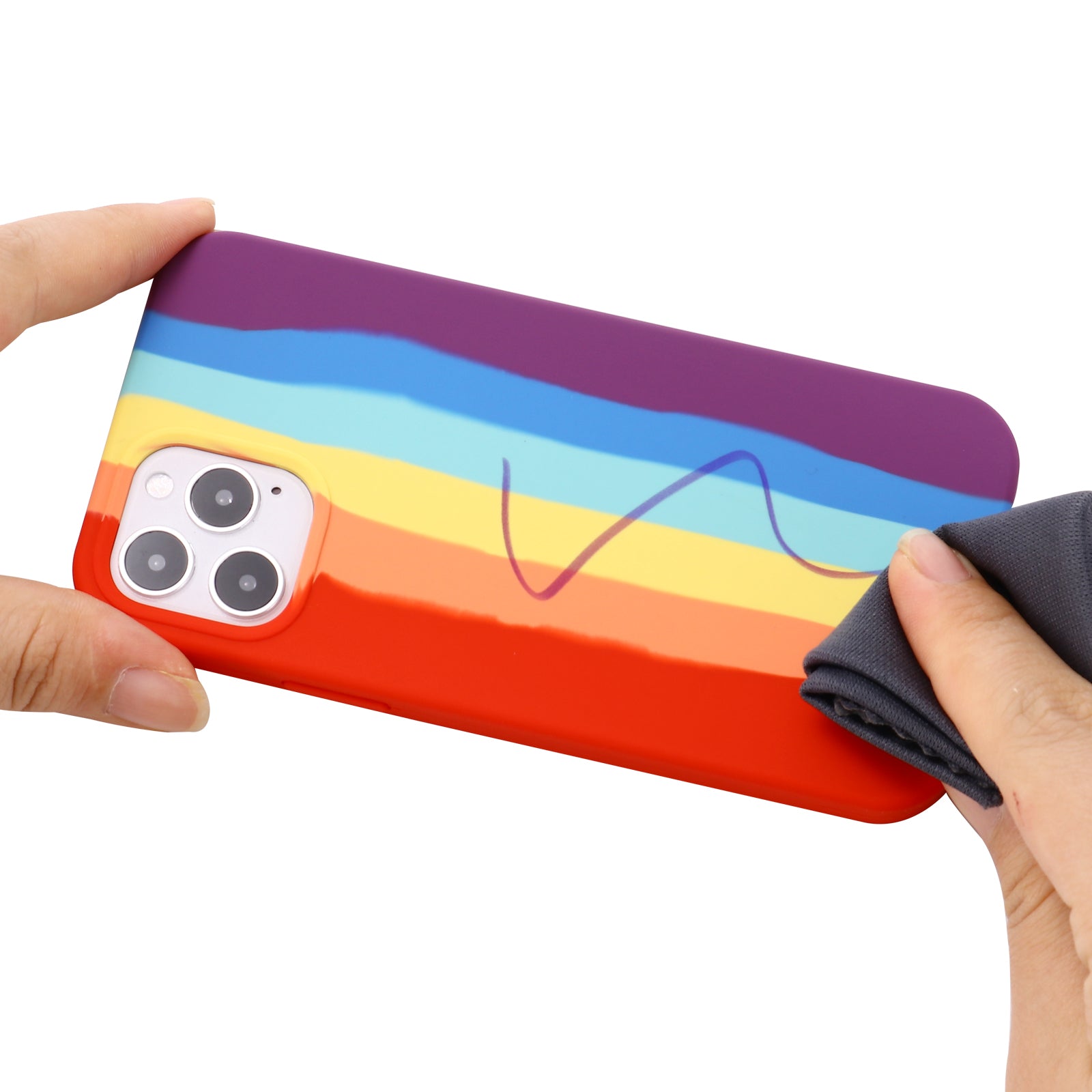 Back Cover for iPhone 11 Pro Max Rainbow Design Anti-scratch Liquid Silicone Phone Case