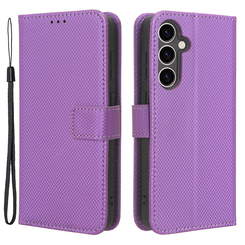 Phone Leather Case for Samsung Galaxy S23 FE Wallet Stand Diamond Texture Phone Cover