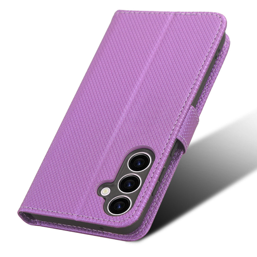 Phone Leather Case for Samsung Galaxy S23 FE Wallet Stand Diamond Texture Phone Cover