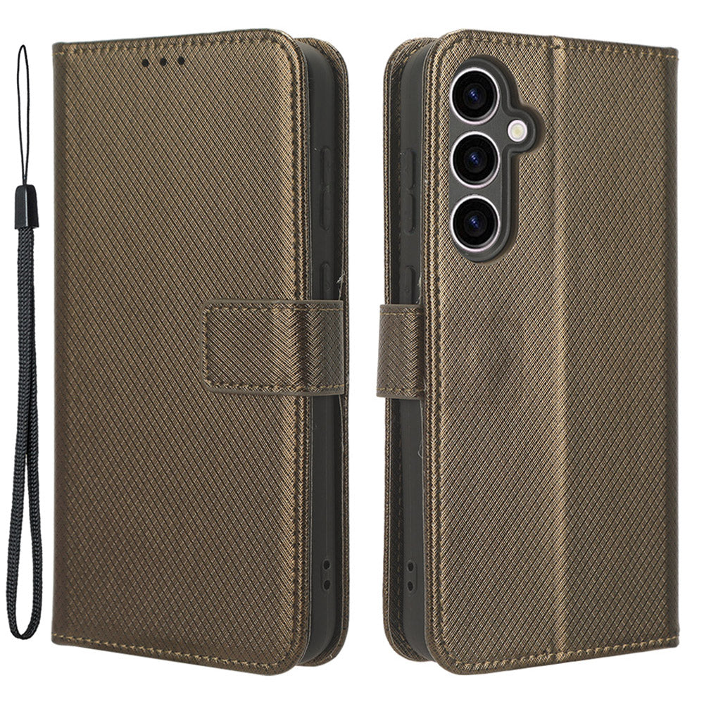 Phone Leather Case for Samsung Galaxy S23 FE Wallet Stand Diamond Texture Phone Cover