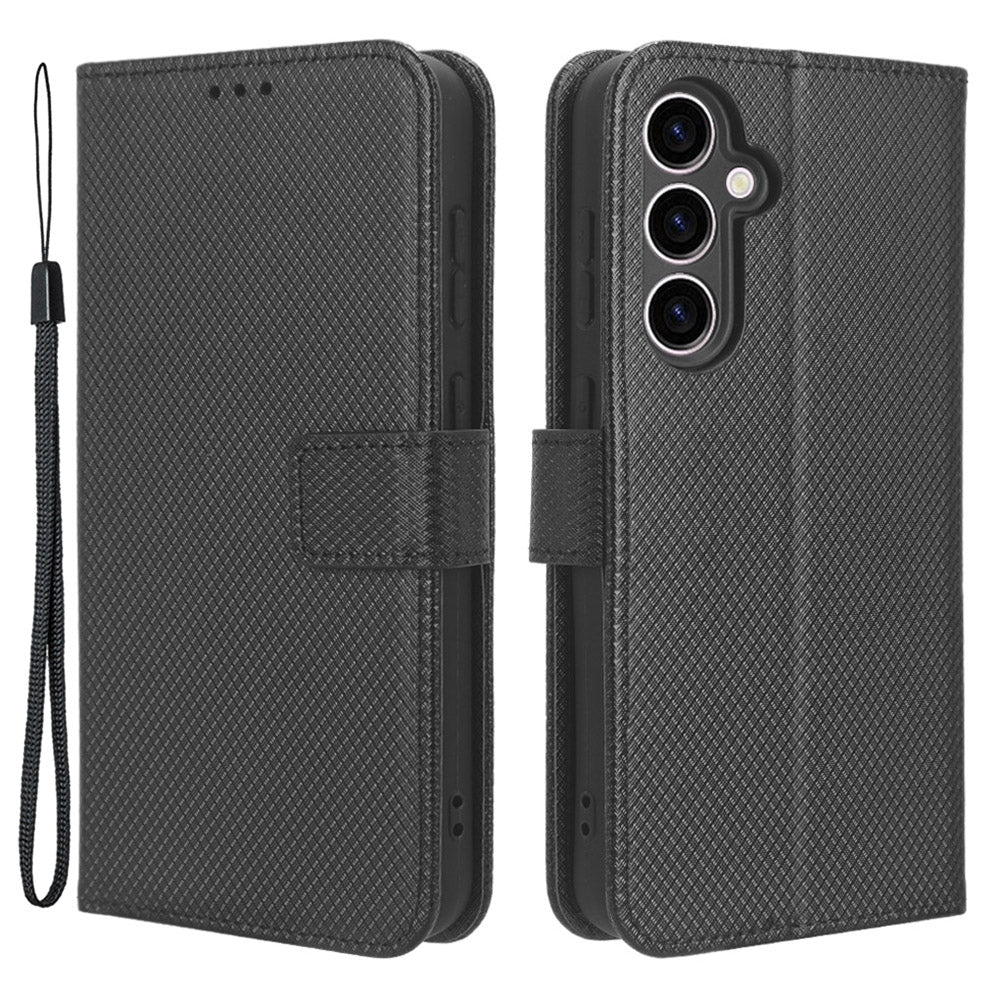 Phone Leather Case for Samsung Galaxy S23 FE Wallet Stand Diamond Texture Phone Cover