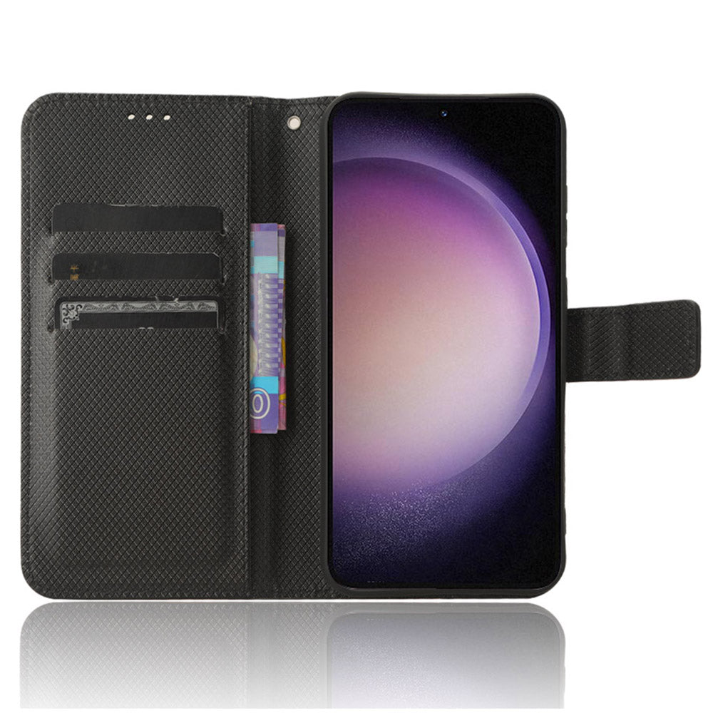 Phone Leather Case for Samsung Galaxy S23 FE Wallet Stand Diamond Texture Phone Cover