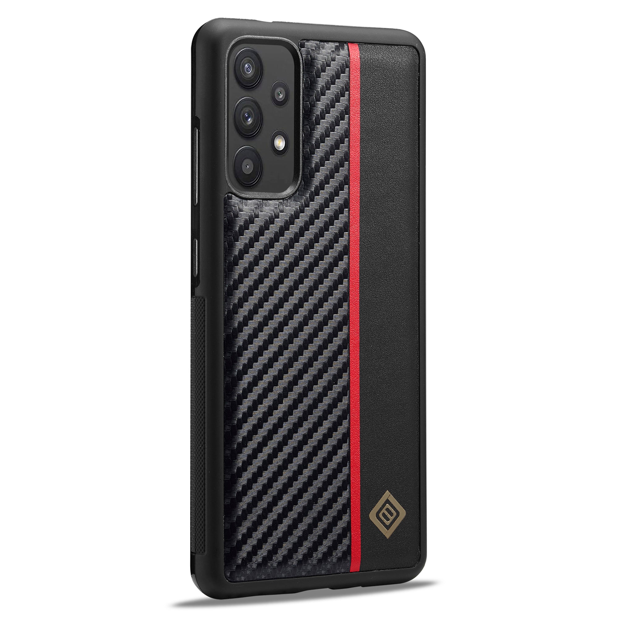 LC.IMEEKE Phone Case for Samsung Galaxy A32 5G / M32 5G , Carbon Fiber Texture PU Leather Coated TPU+EVA Cover