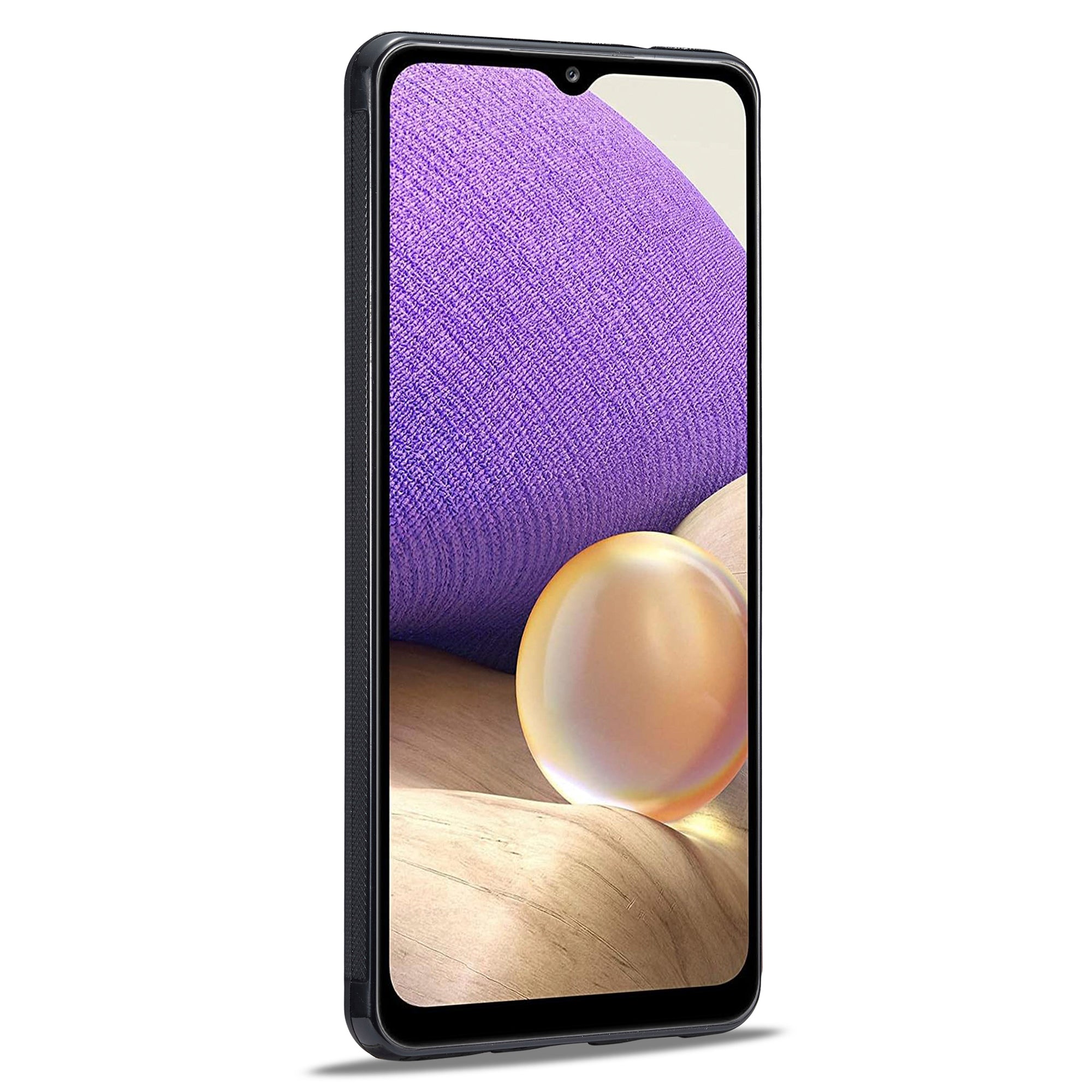 LC.IMEEKE Phone Case for Samsung Galaxy A32 5G / M32 5G , Carbon Fiber Texture PU Leather Coated TPU+EVA Cover