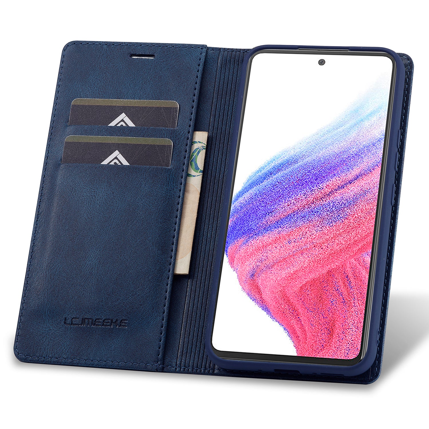 LC.IMEEKE For Samsung Galaxy S23 FE PU Leather RFID Blocking Case Wallet Stand Flip Phone Cover