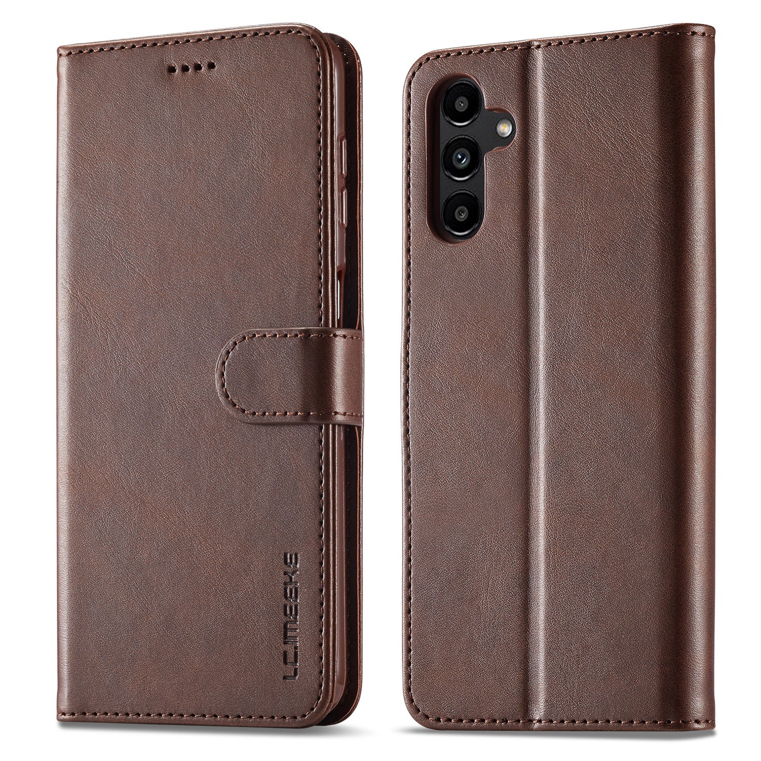 LC.IMEEKE For Samsung Galaxy S23 FE Wallet Case PU Leather Calf Texture Stand Flip Cover