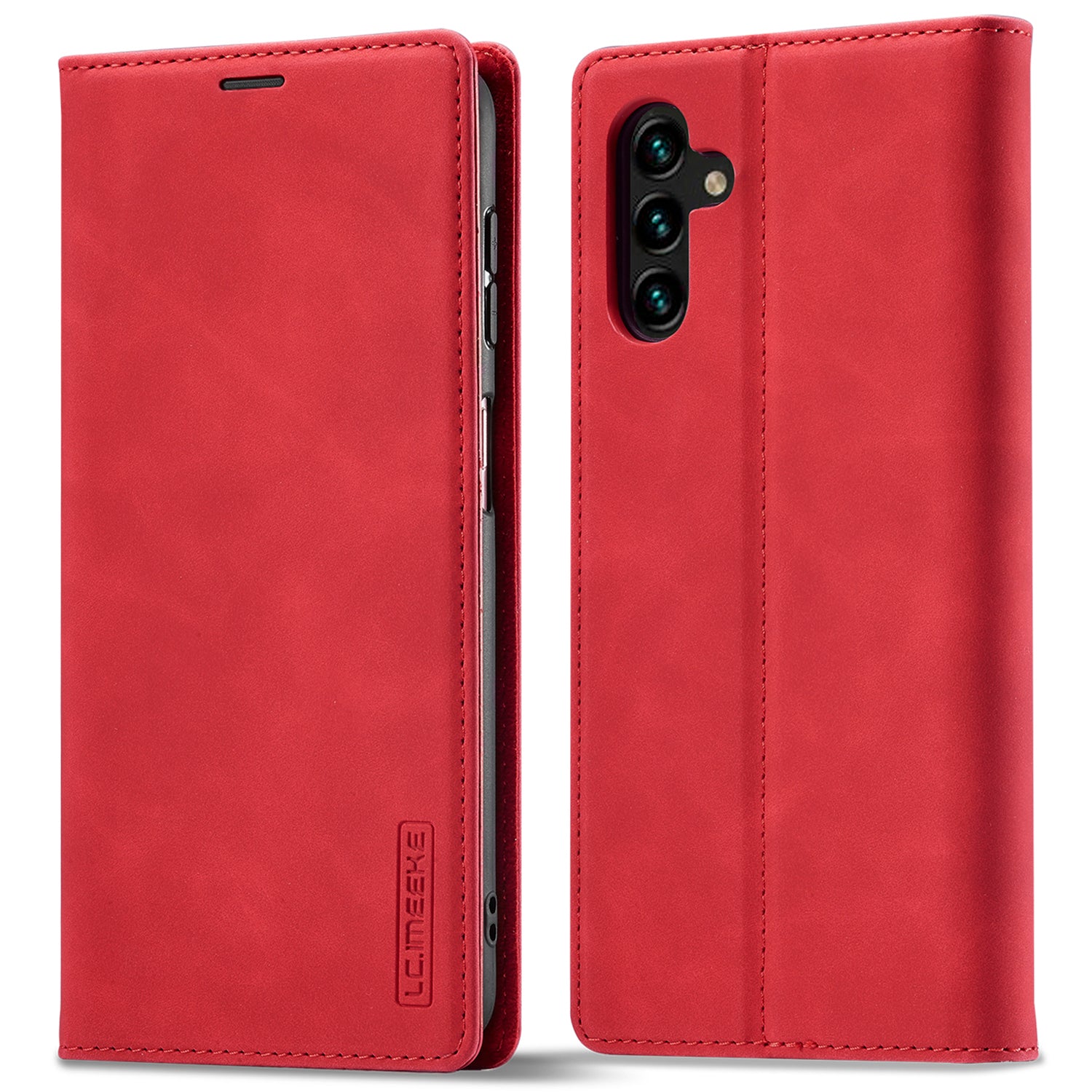 LC.IMEEKE Phone Case for Samsung Galaxy S23 FE Microfiber Leather Stand Wallet Cover