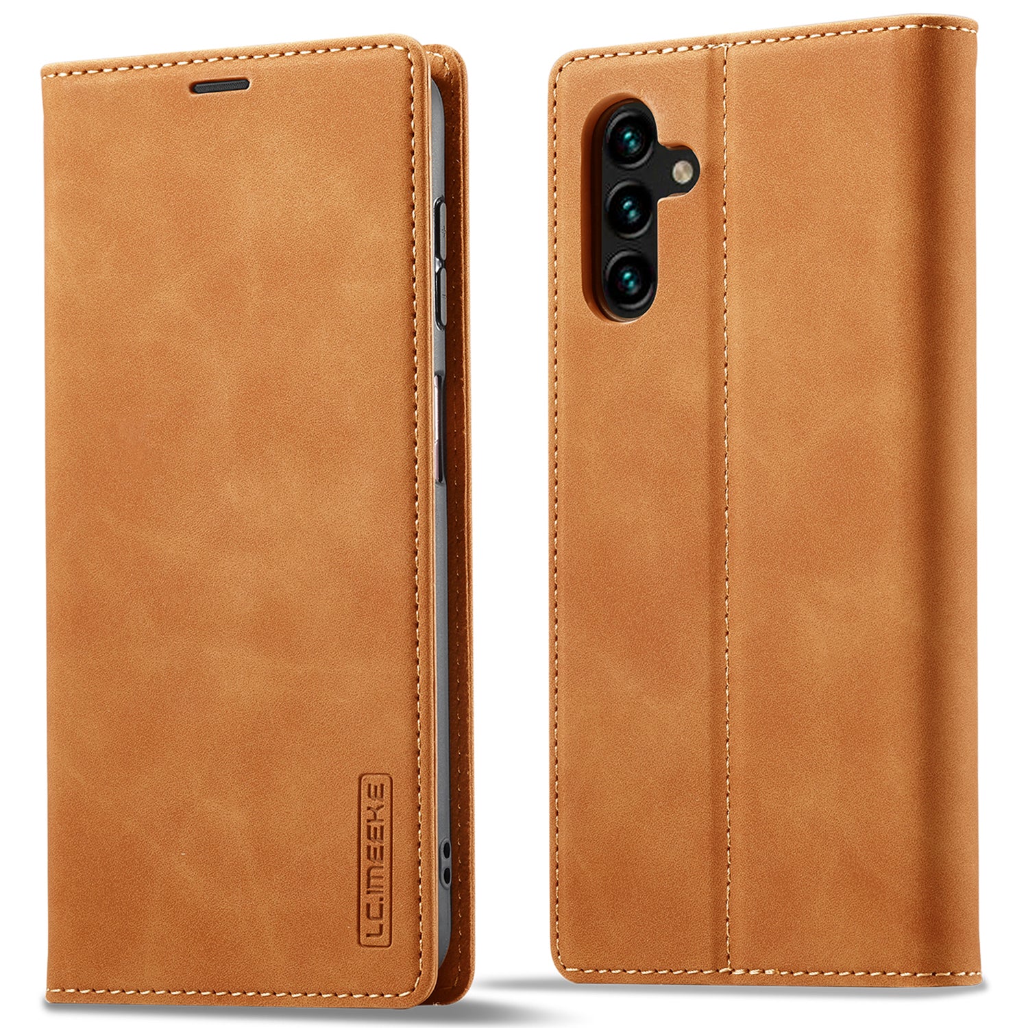 LC.IMEEKE Phone Case for Samsung Galaxy S23 FE Microfiber Leather Stand Wallet Cover