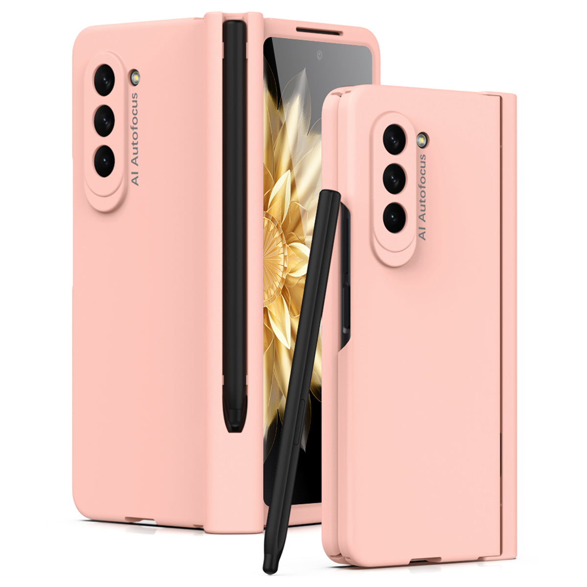 For Samsung Galaxy Z Fold5 5G Precise Cutout Hard PC Phone Case Hinge Protection Cover with Stylus Pen Tempered Glass Film