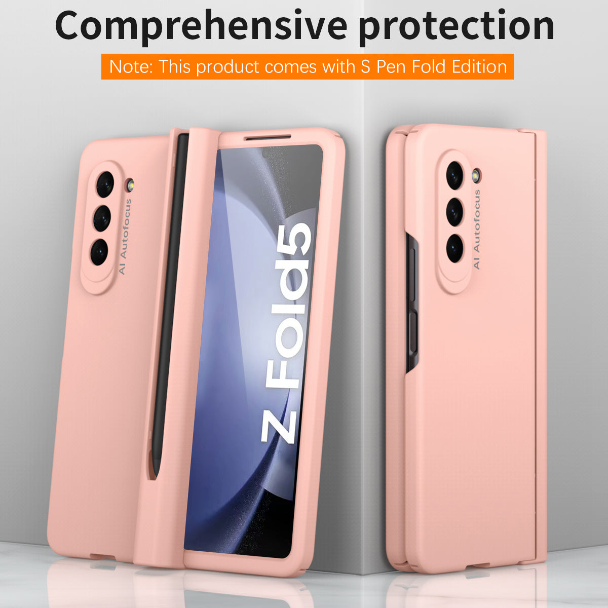 For Samsung Galaxy Z Fold5 5G Precise Cutout Hard PC Phone Case Hinge Protection Cover with Stylus Pen Tempered Glass Film