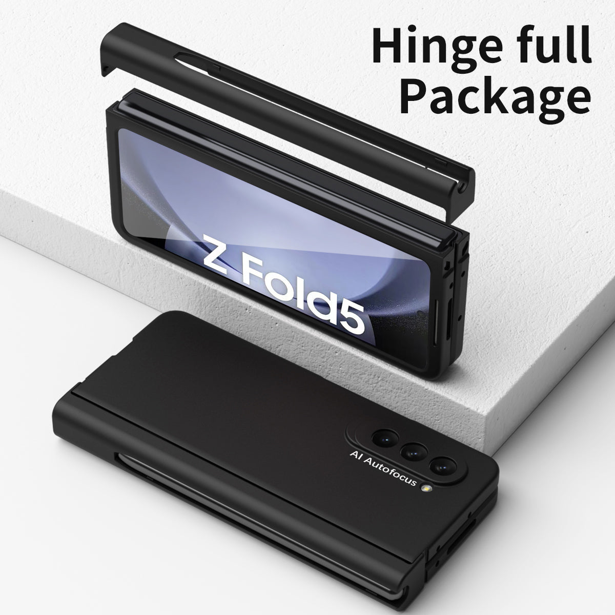 For Samsung Galaxy Z Fold5 5G Precise Cutout Hard PC Phone Case Hinge Protection Cover with Stylus Pen Tempered Glass Film