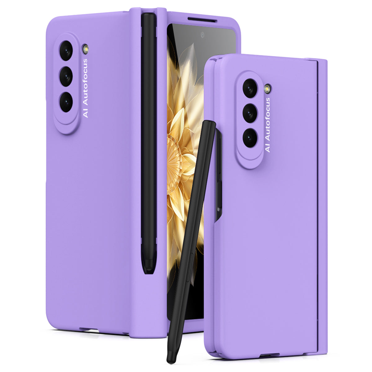 For Samsung Galaxy Z Fold5 5G Precise Cutout Hard PC Phone Case Hinge Protection Cover with Stylus Pen Tempered Glass Film