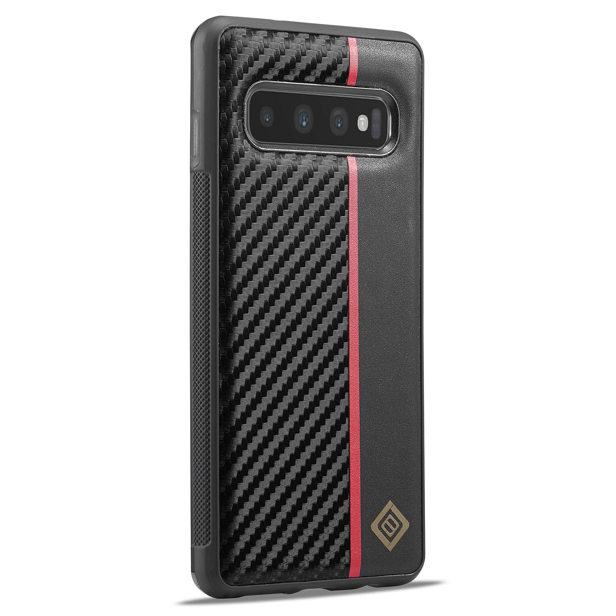LC.IMEEKE For Samsung Galaxy S10 Plus PU Leather+TPU+EVA Case Carbon Fiber Texture Protective Phone Cover