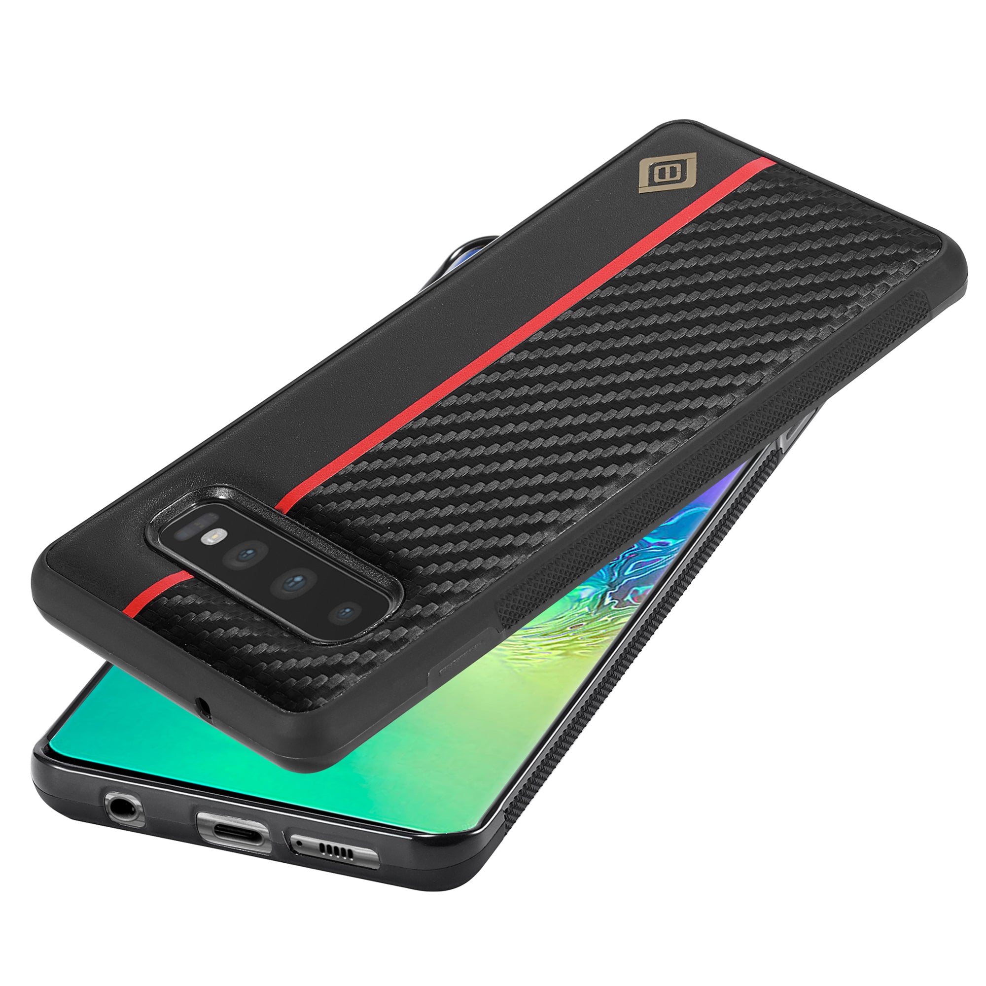 LC.IMEEKE For Samsung Galaxy S10 Plus PU Leather+TPU+EVA Case Carbon Fiber Texture Protective Phone Cover