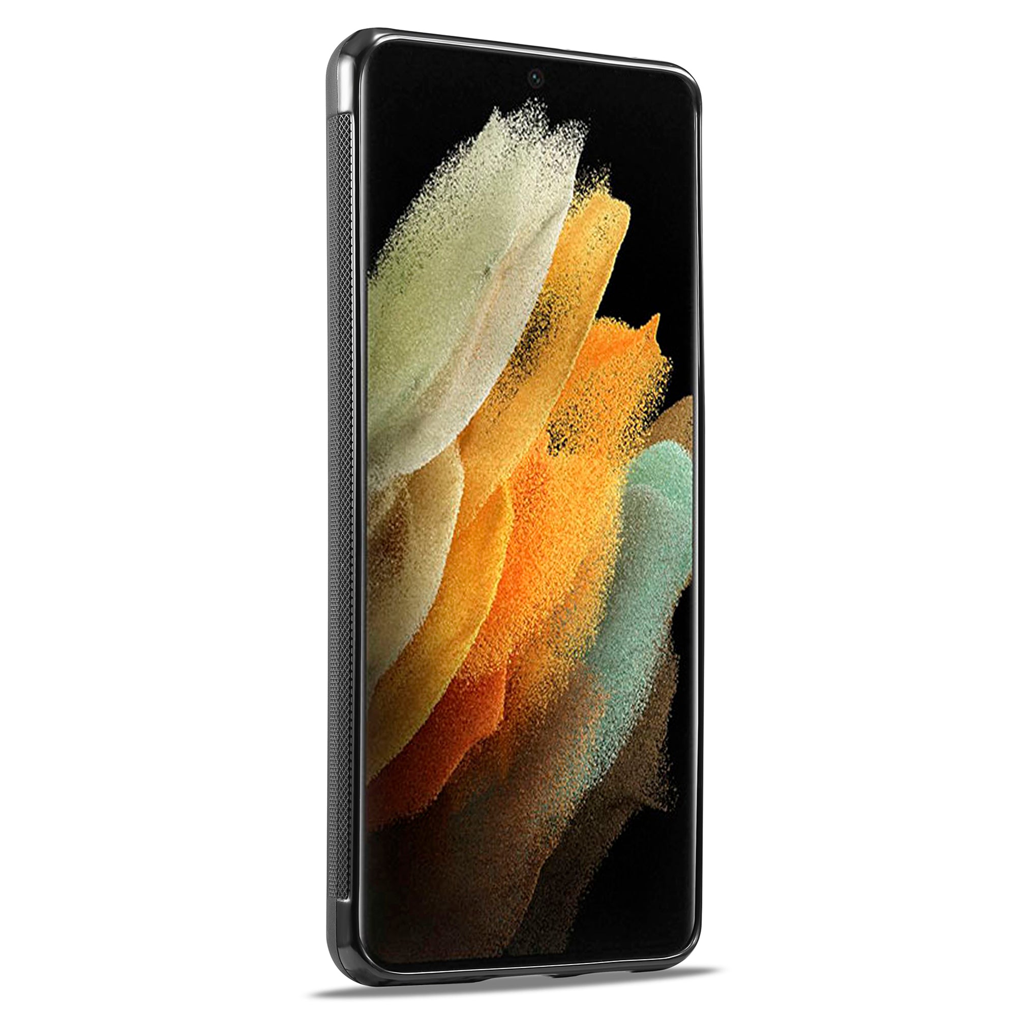 LC.IMEEKE pro Samsung Galaxy S21 Ultra 5G pouzdro na telefon tlumící nárazy PU kůže+TPU+EVA kryt s texturou z uhlíkových vláken