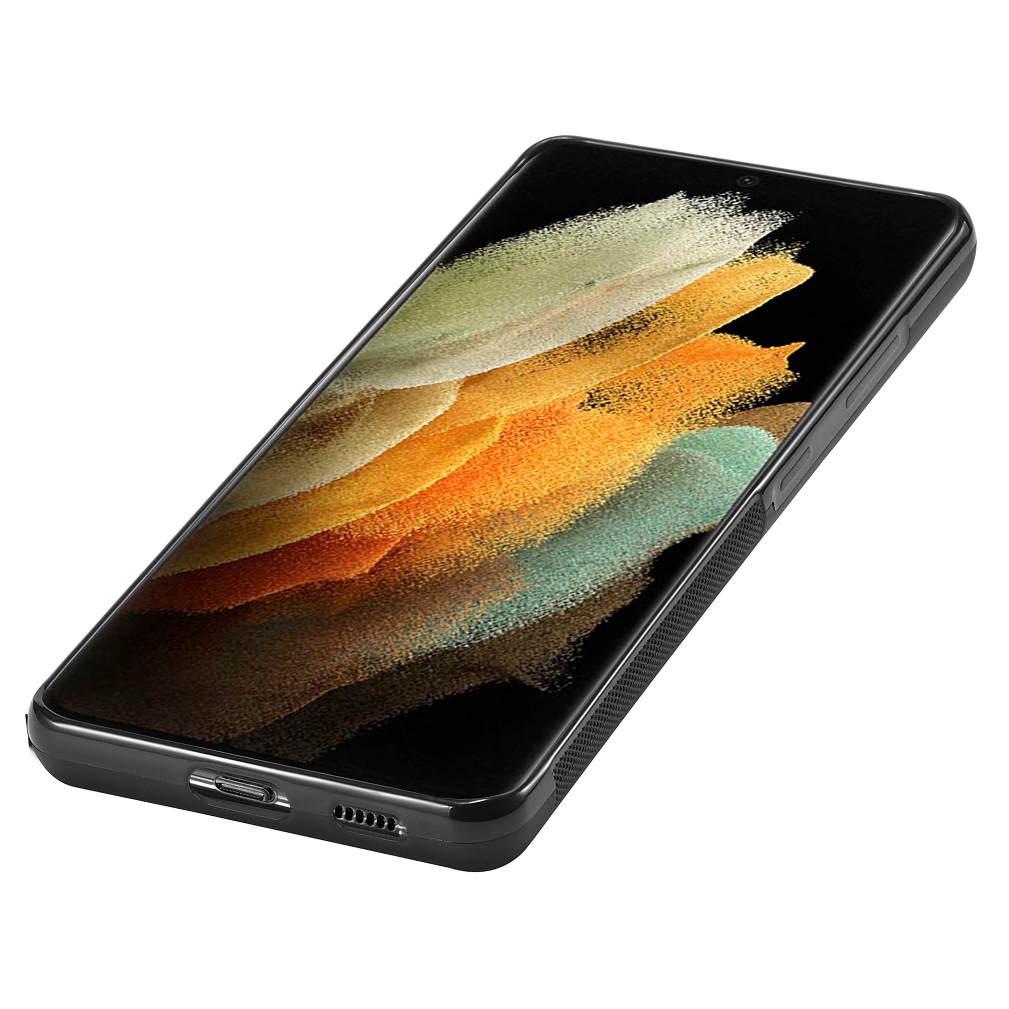 LC.IMEEKE pro Samsung Galaxy S21 Ultra 5G pouzdro na telefon tlumící nárazy PU kůže+TPU+EVA kryt s texturou z uhlíkových vláken